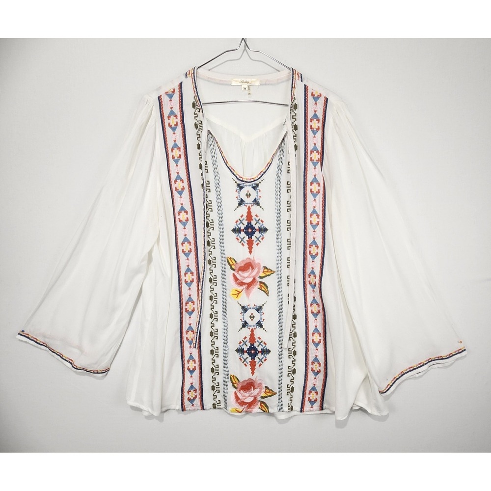 Andree By‎ Unit Women's Long Sleeve Embroidered Multicolor Tunic Top Size M